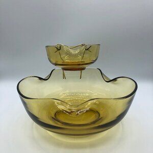 MCM Anchor Hocking “Accent Modern” Amber Yellow Chip and Dip Set